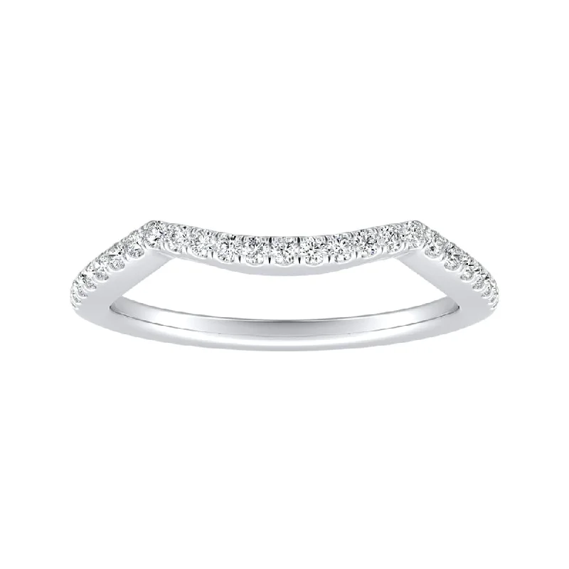 elegant band ring for evening wear -Auriya 1/6ctw Curved Diamond Wedding Band 14k Gold