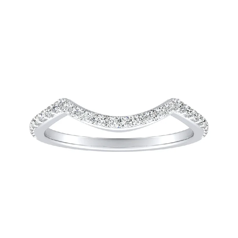 nature-inspired ring for women -Auriya 1/6ctw Curved Diamond Wedding Band 14k Gold