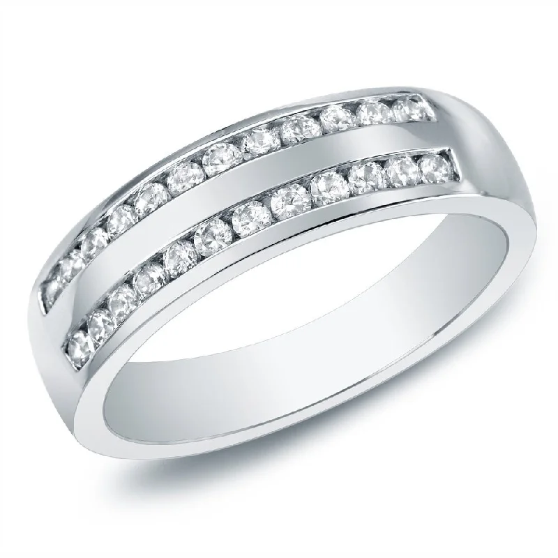 angel wing ring for remembrance -Auriya 10k Gold 1/4ctw Double Channel Diamond Wedding Band (J-K, I2-I3)