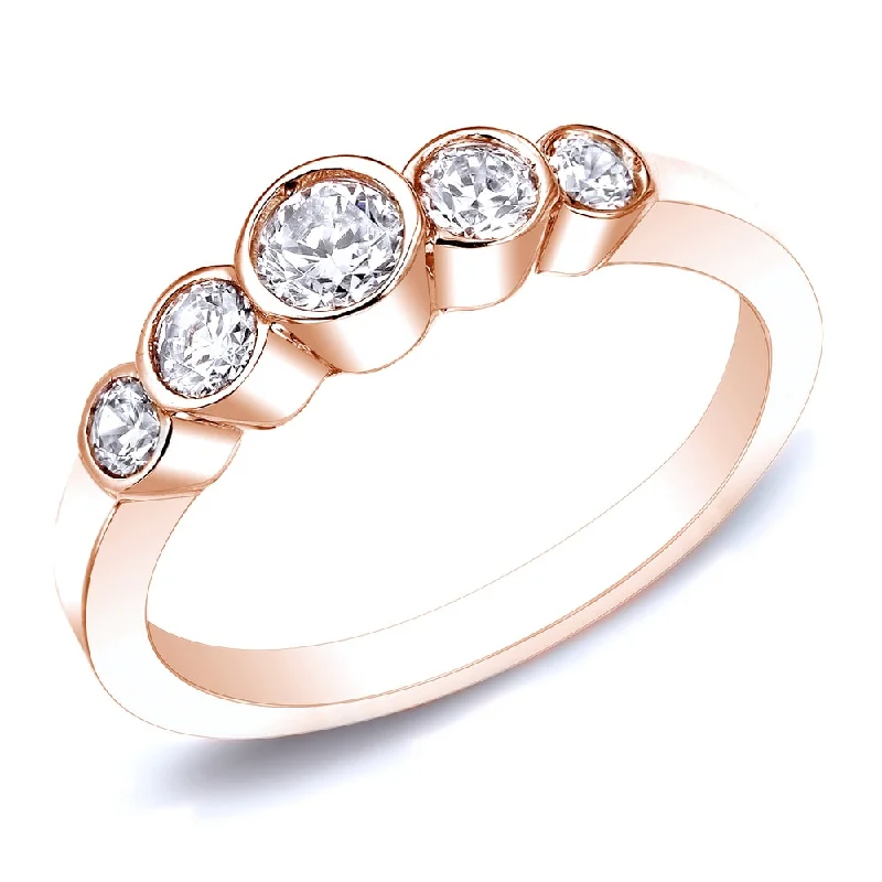 angel halo ring for women -Auriya 14k Gold 14k Rose Gold 1/2ctw 5-Stone Diamond Wedding Band