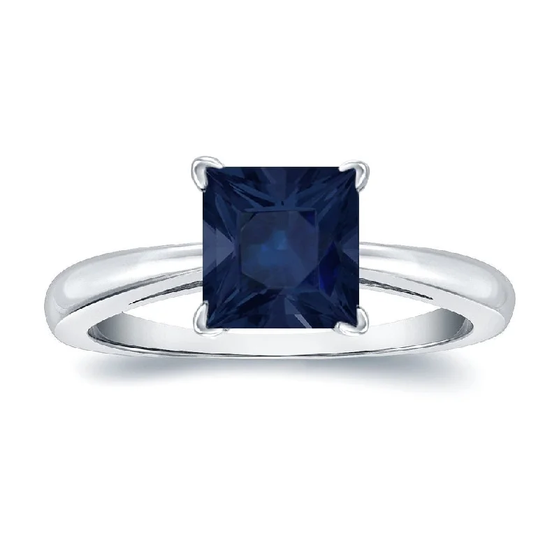 spinner ring for anxiety relief -Auriya 14k Gold Princess-cut Sapphire Solitaire Engagement Ring 2ct TGW