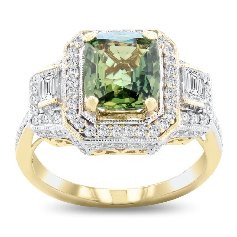 long distance ring for couples -Auriya 14k Two Tone Gold 3ct Sapphire and 1ct TDW Diamond Ring