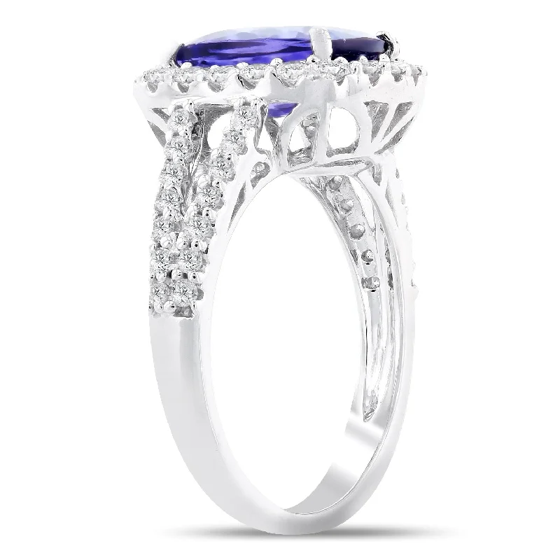 promise ring for couples -Auriya 14k White Gold 2 3/4ct Tanzanite and 3/4ct TDW Diamond Ring