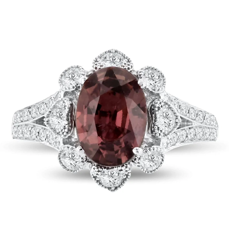 heart-shaped ring for women -Auriya 18k White Gold 2 1/5ct Pink Sapphire and 3/4ct TDW Diamond Ring