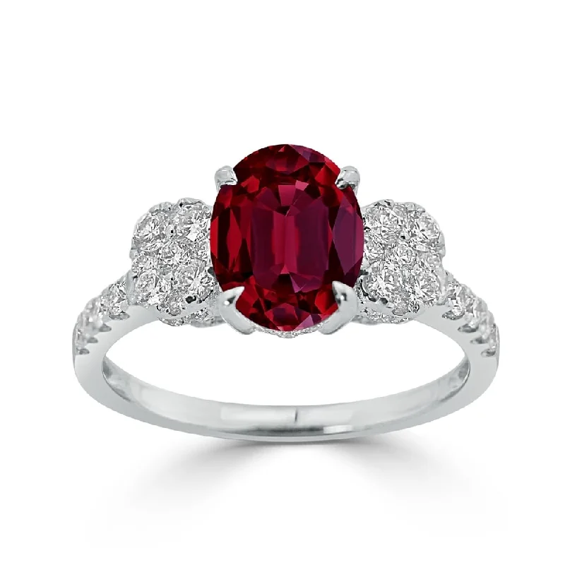 initial ring for women -Auriya 2ct Oval-cut Ruby and Diamond Ring 3/4ctw 18K Gold