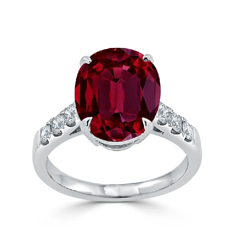 butterfly statement ring for girls -Auriya 6 1/2ct Oval-cut Red Ruby and Diamond Ring 3/8ctw 18K Gold