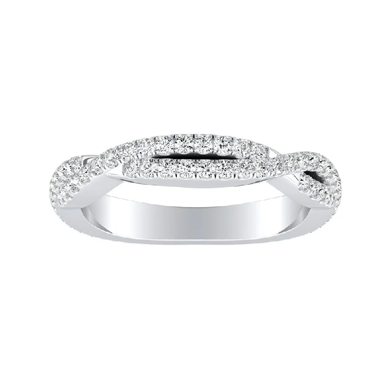 personalized birthstone ring for moms -Auriya Platinum 1/2ct TDW Diamond Twisted Wedding Band