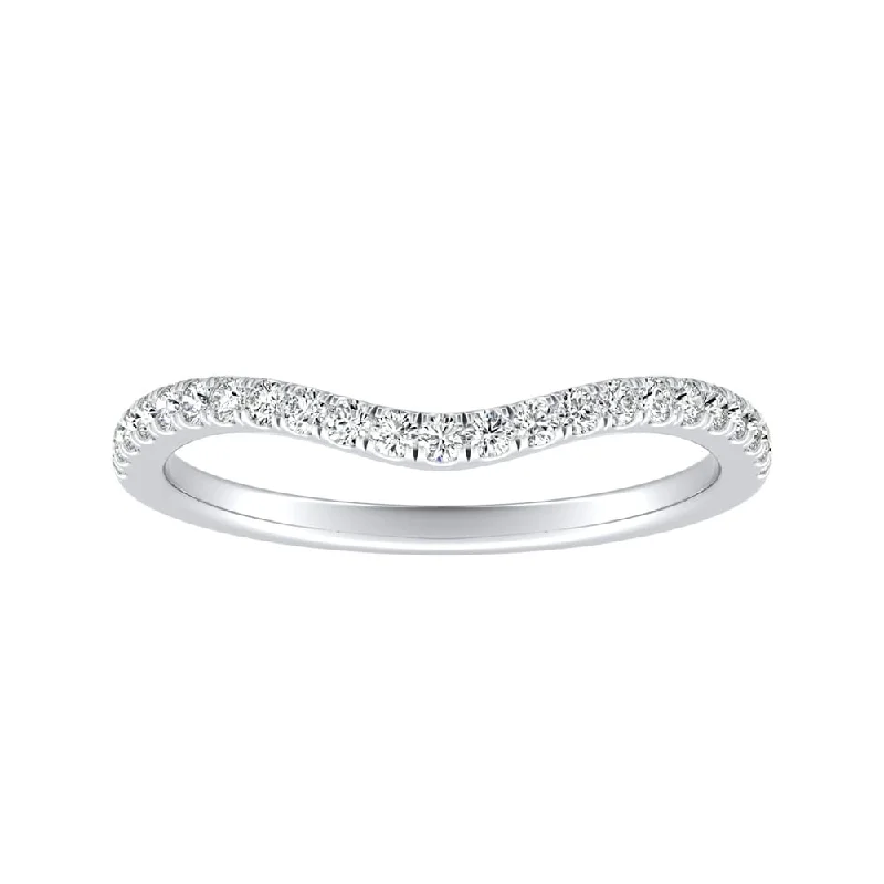 sunflower ring for women -Auriya Platinum 1/5ctw Curved Diamond Wedding Band