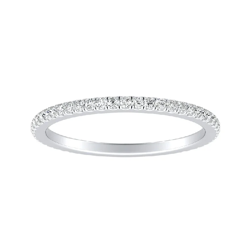 custom coordinates ring for couples -Auriya Platinum 1/5ctw Stackable Diamond Wedding Band