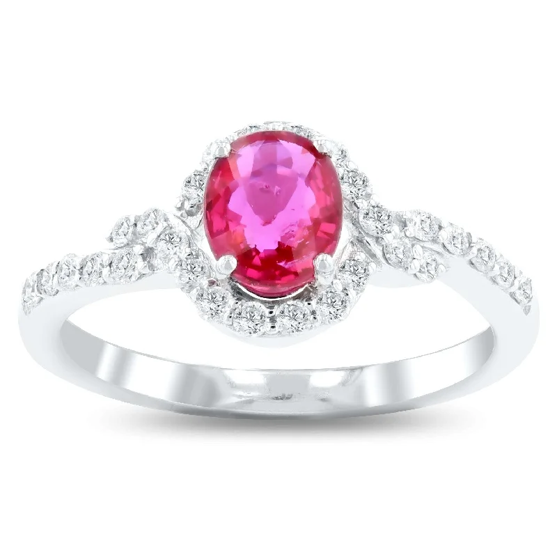 personalized kids name ring -Auriya Platinum 1ct Rare Unheated Ruby and 1/4ct TDW Diamond Ring