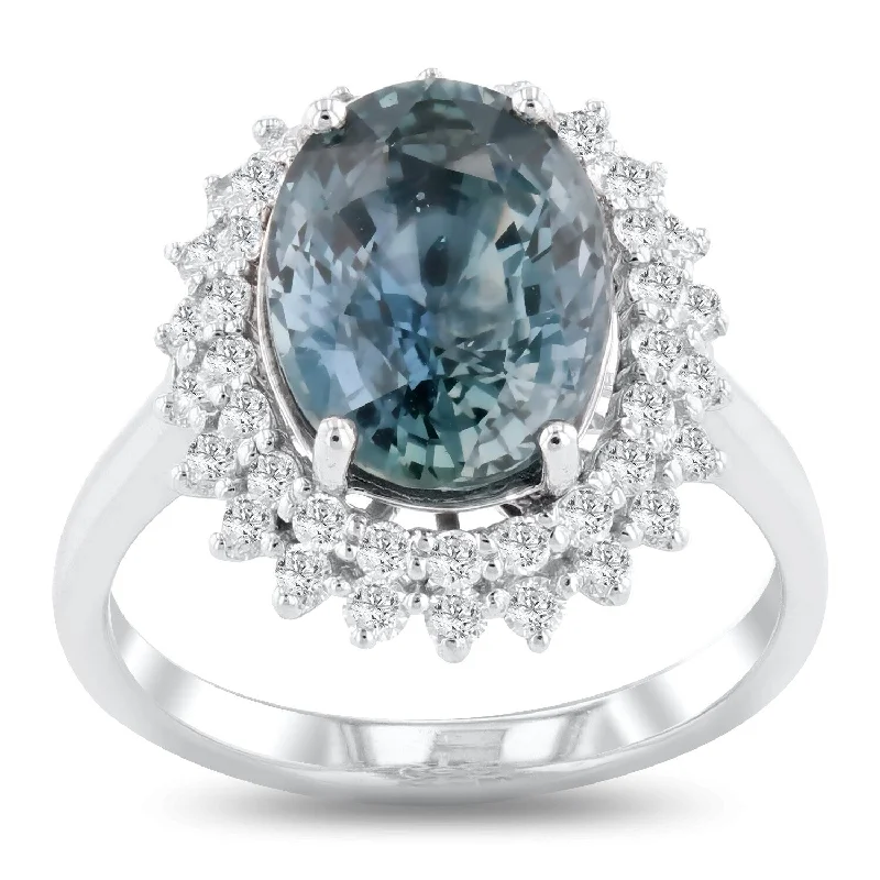 birthstone ring for moms -Auriya Platinum 4 7/8ct Rare Sapphire and 5/8ct TDW Diamond Ring