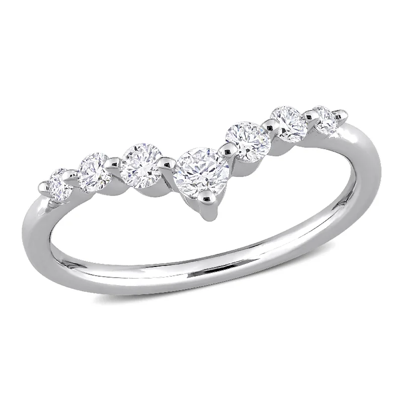 zodiac charm ring for women -Eternally Yours 3/8ct TW Lab Created Diamond Semi-Eternity Ring in Platinum Plated Sterling Silver