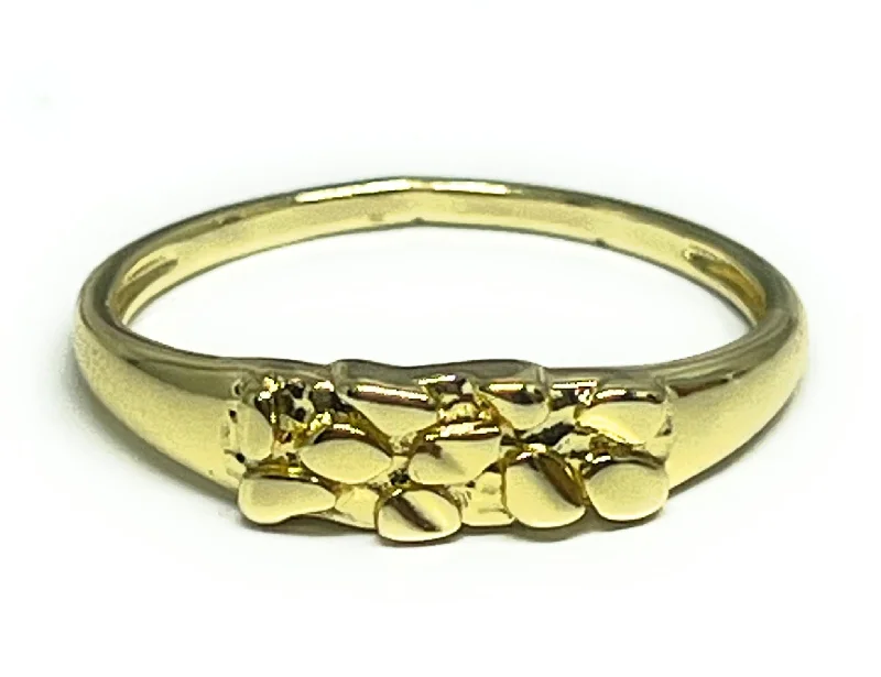 nature-inspired ring for women -GOLD PLATED CLASSIC SMALL NUGGET RING ANILLO