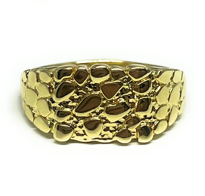 gold knot ring for women -GOLD PLATED CLASSIC SQUARE NUGGET RING ANILLO