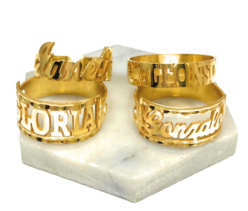 layered stacking ring for women -Gold Plated SILVER CUSTOMIZED Name Ring