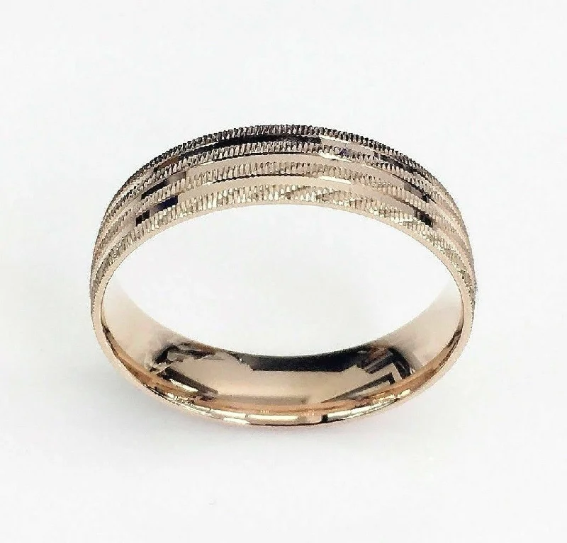 men’s spinner ring -Mens 14K Rose Gold High Polished w Coinage Edges Wedding Band 6 MM Brand New