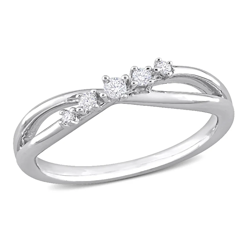 fashion ring for women -Miadora 1/10ct TDW Diamond Bypass Ring in Sterling Silver