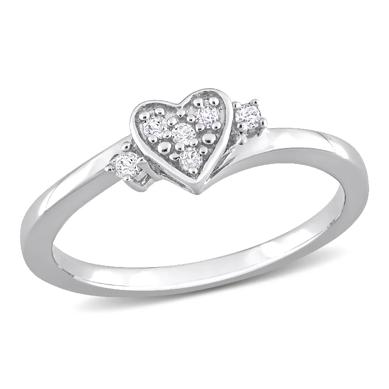 statement ring for special occasions -Miadora 1/10ct TDW Diamond Heart Ring in Sterling Silver