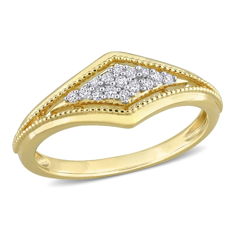 initial ring for women -Miadora 1/10ct TDW Diamond Pave Ring in 10k Yellow Gold