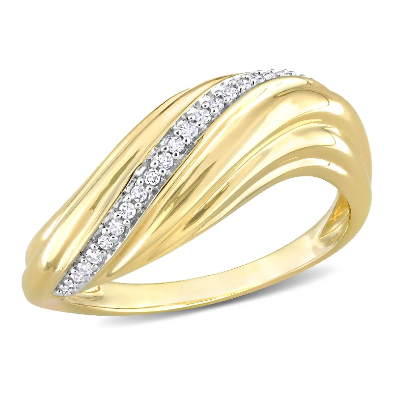 friendship ring with initials -Miadora 1/10ct TDW Diamond Swirl Design Ring in 14k Yellow Gold