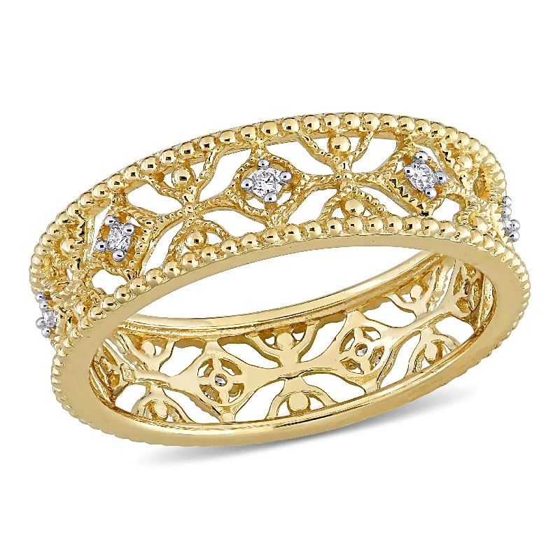 fashion ring for women -Miadora 1/10ct TW Diamond Lace Ring in 14k Yellow Gold