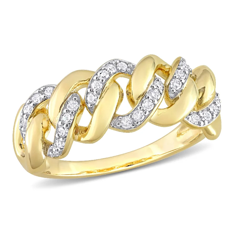 angel halo ring for women -Miadora 1/4ct TDW Diamond Interlocking Link Ring in Yellow Silver