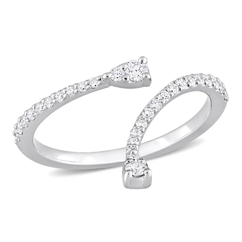 silver band ring for men -Miadora 1/4ct TDW Diamond Semi-Eternity Open Twist Ring in 14k White Gold