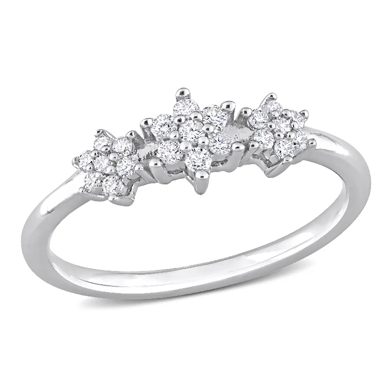 adjustable ring for women -Miadora 1/5ct TDW Diamond Floral Ring in Sterling Silver