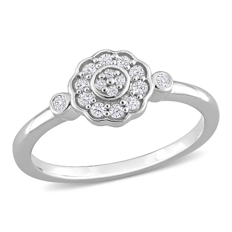 braided band ring for men -Miadora 1/5ct TDW Diamond Flower Ring in Sterling Silver