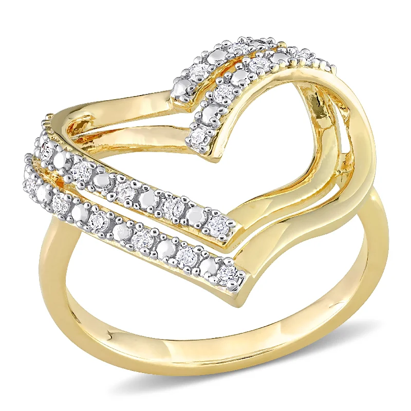 zodiac sign ring for women -Miadora 1/5ct TDW Diamond Open Heart Ring in Yellow Silver