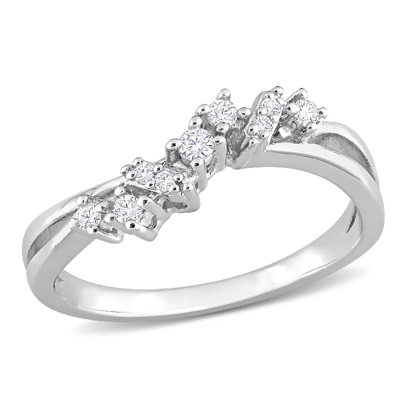 luxury diamond ring for women -Miadora 1/6ct TDW Diamond Nine Stone Ring in Sterling Silver