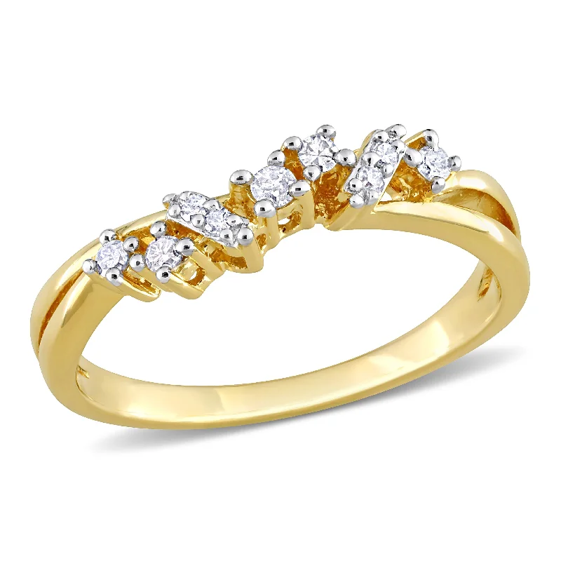 geometric ring for women -Miadora 1/6ct TDW Diamond Nine Stone Ring in Yellow Silver