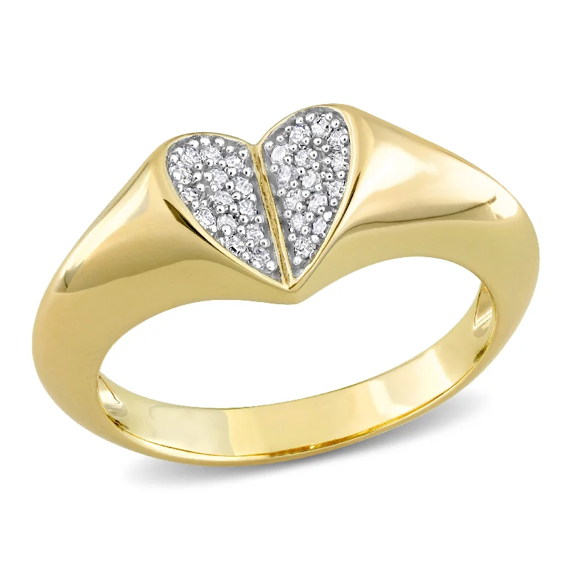 custom engraved ring for gifts -Miadora 1/7ct TDW Diamond Heart Cluster Ring in 10k Yellow Gold