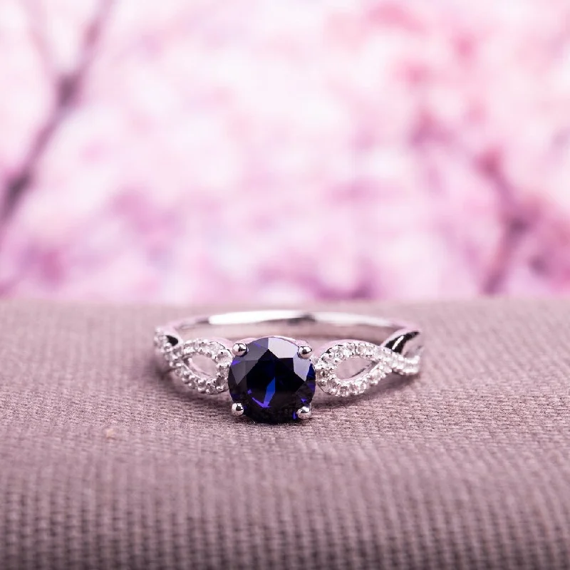 custom photo ring for gifts -Miadora 10k White Gold Blue Sapphire and 1/10ct TDW Diamond Ring (G-H, I1-I2)