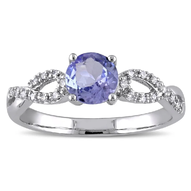 opal ring for women -Miadora 10k White Gold Tanzanite and 1/10ct TDW Diamond Ring (G-H, I1-I2)