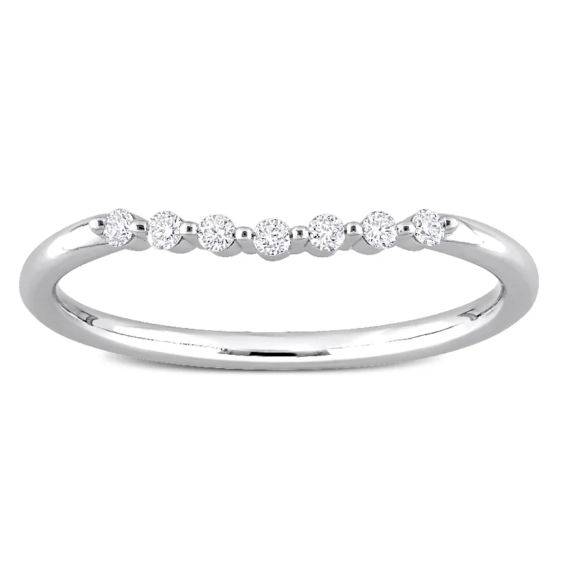 men’s spinner ring -Miadora 14k White Gold 1/10ct TDW Diamond Stackable Semi-Eternity Wedding Band Ring