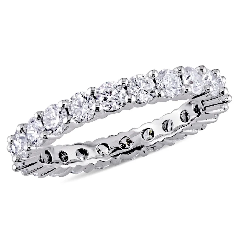 spinner ring for anxiety relief -Miadora 14k White Gold 2ct TDW Diamond Eternity Band Ring