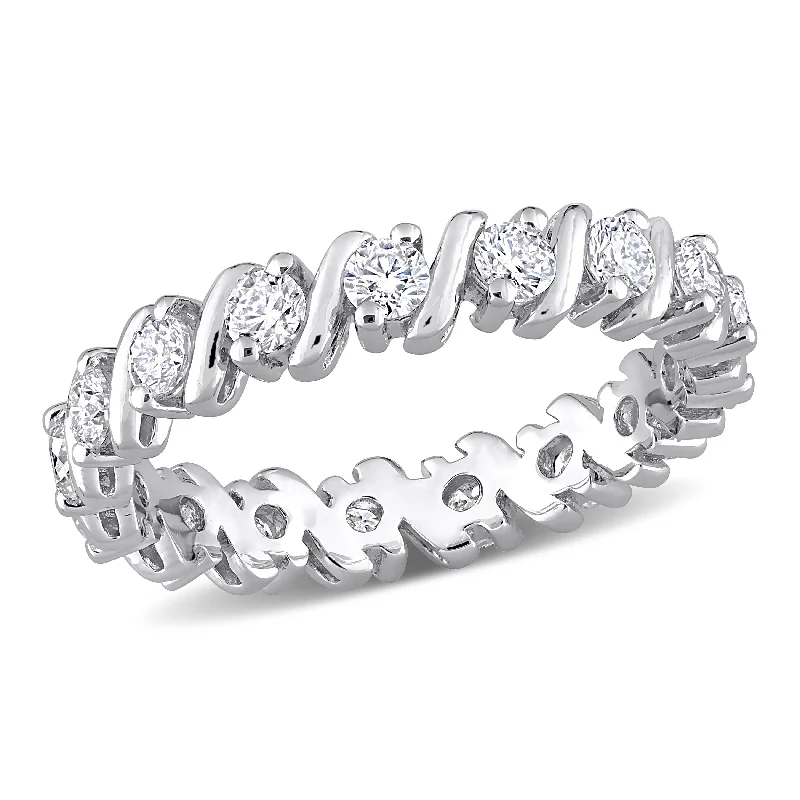 ocean wave ring for beach lovers -Miadora 1ct DEW Moissanite Full-Eternity Band in Sterling Silver