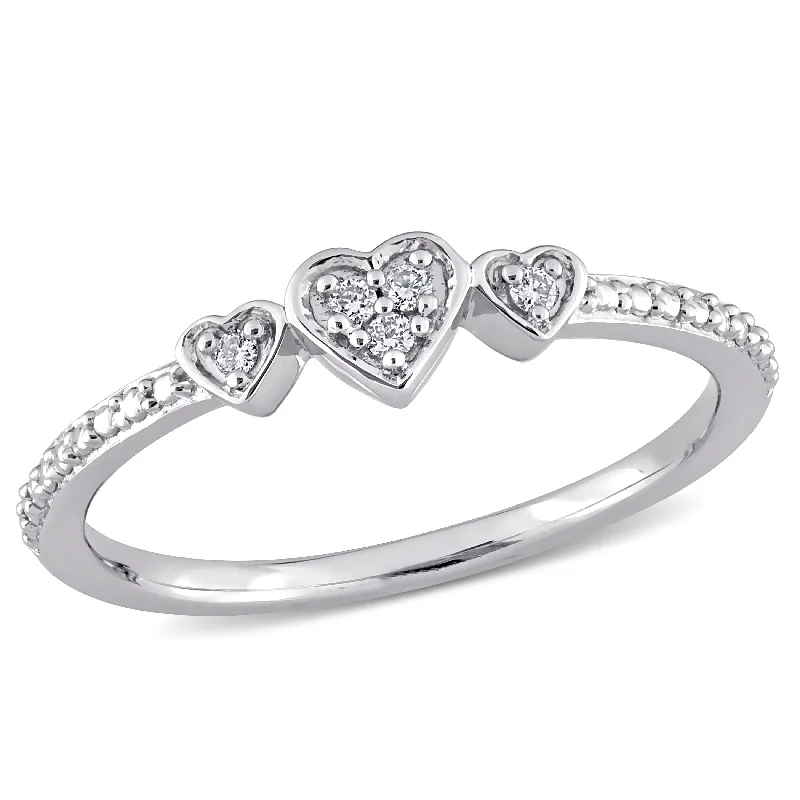 angel wing ring for remembrance -Miadora Diamond Accent 3-Heart Eternity Ring in Sterling Silver