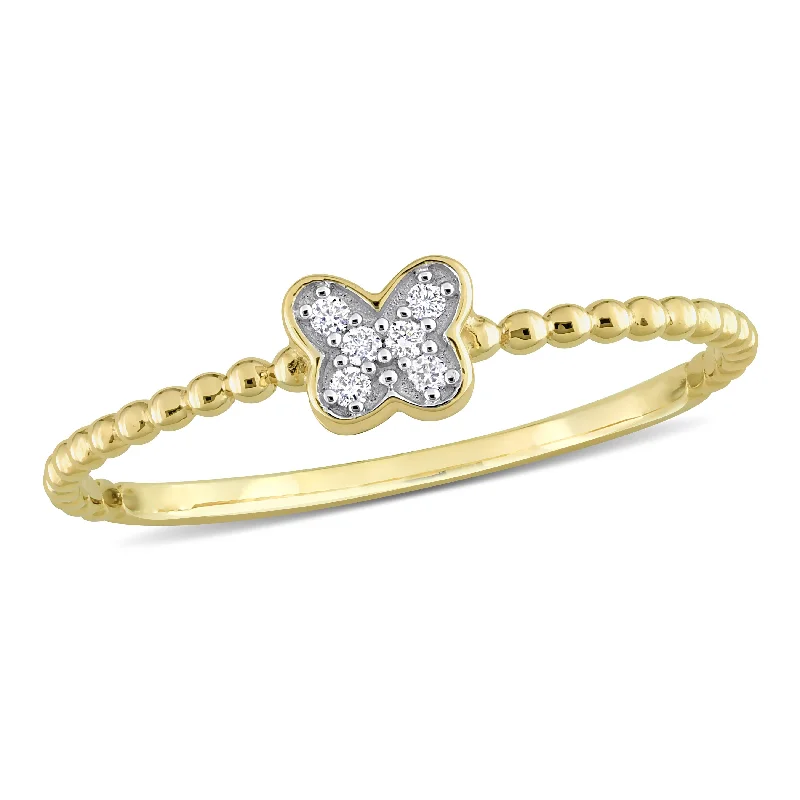 vintage ring for women -Miadora Diamond Accent Butterfly Ring in 14k Yellow Gold