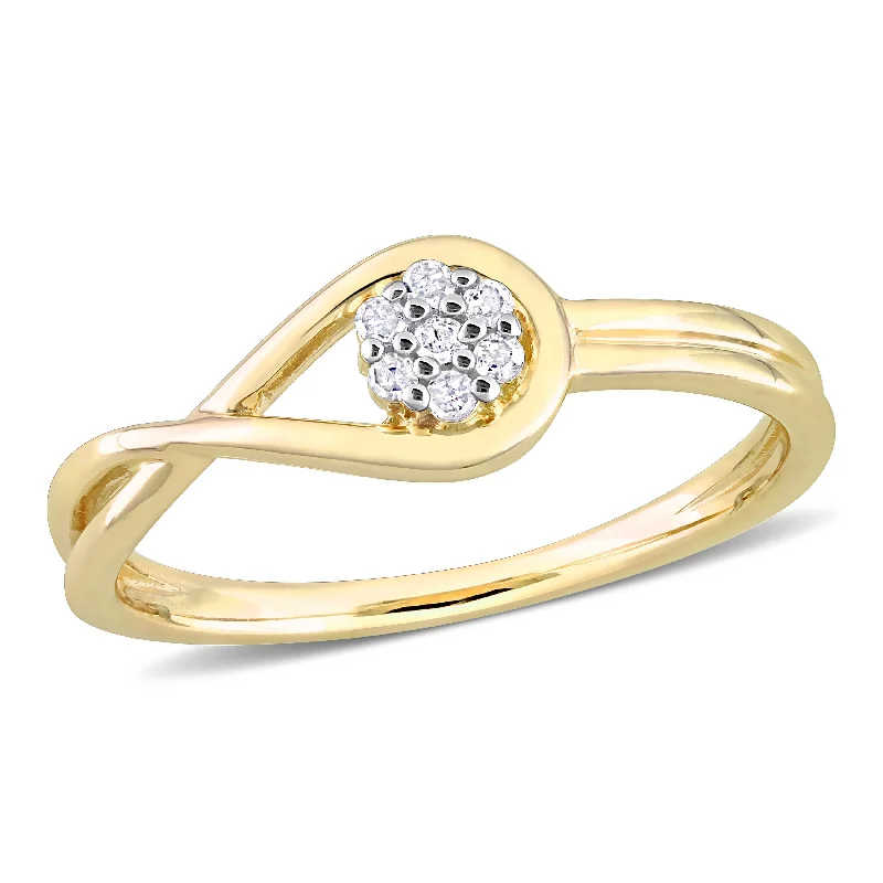 heart signet ring for women -Miadora Diamond Accent Infinity Promise Ring in Yellow Silver