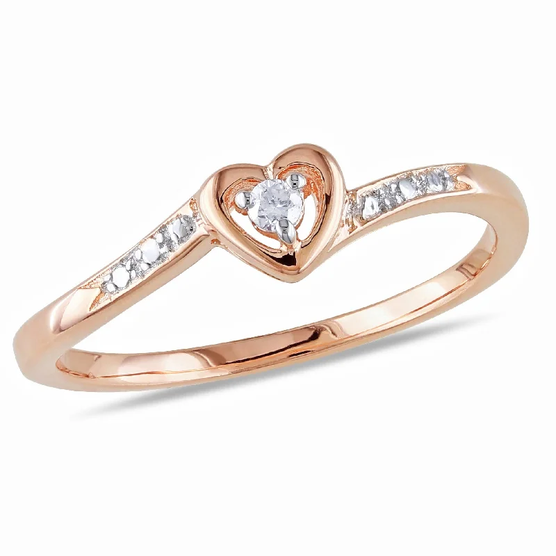 diamond engagement ring for women -Miadora Rose Plated Sterling Silver Diamond Accent Heart Promise Ring