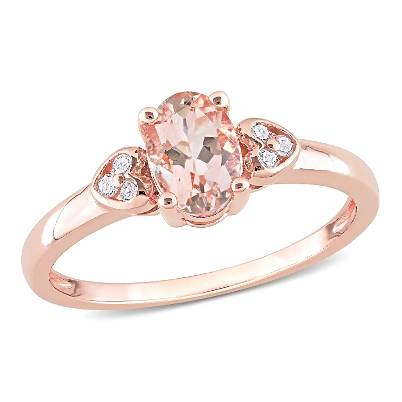 infinity ring for couples -Miadora Rose Plated Sterling Silver Oval-cut Morganite and Diamond Accent Heart Ring