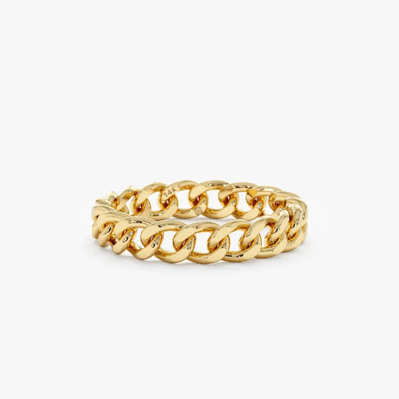 personalized letter ring for women -14k Gold Cuban Chain Ring, Mira