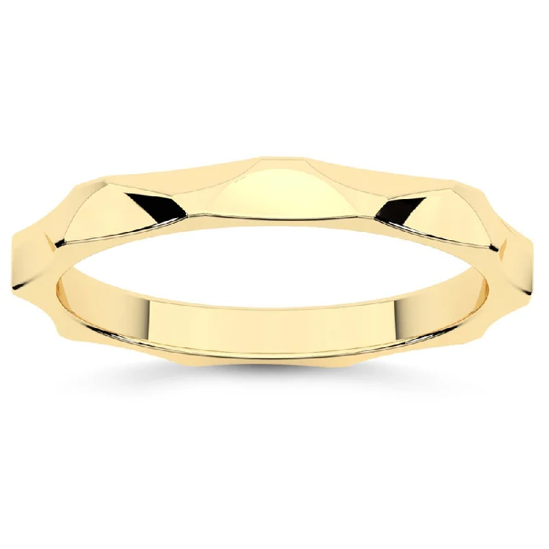 birthstone ring for moms -14k Gold Geometric Stackable Wedding Band Women's Anniversary Ring