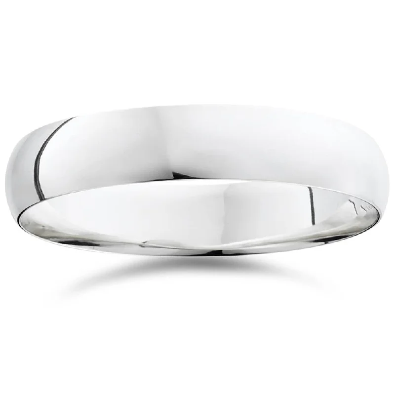 family tree ring for moms -5mm Dome High Polished Wedding Band 14K White Gold Size Selectable