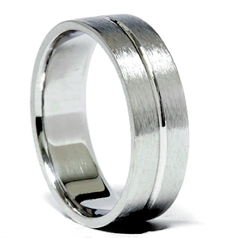 spinner ring for anxiety relief -6MM Channel Brushed Wedding Band 950 Platinum Size Selectable