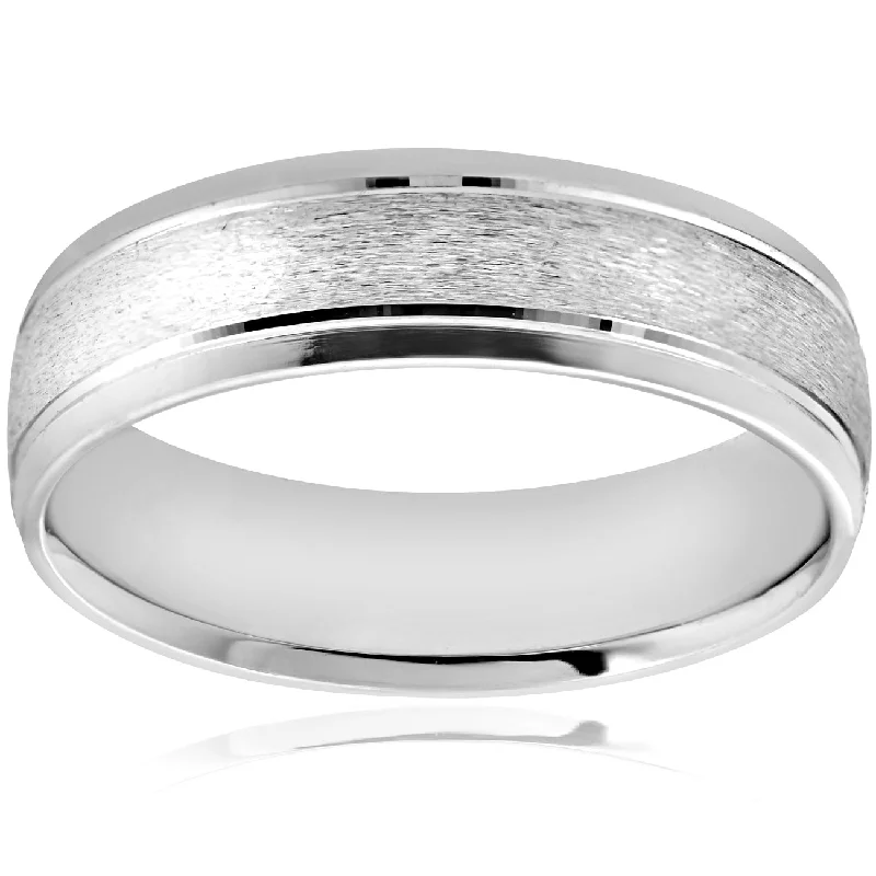 diamond stacking ring for women -6MM Platinum Mens Wedding Band Brushed Comfort Fit Flat Ring