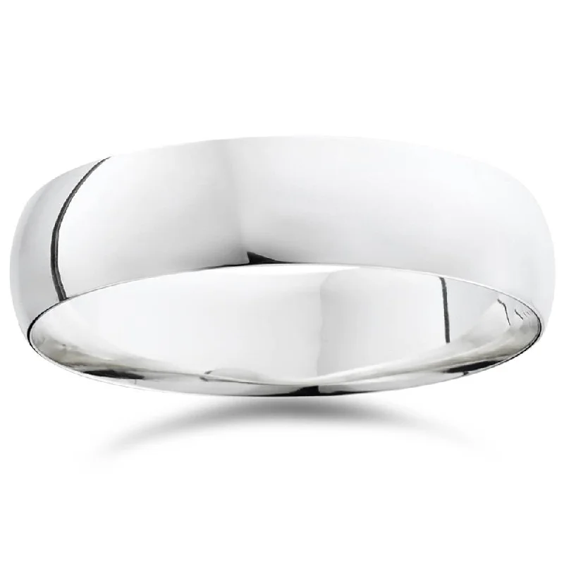 bar ring with engraving -6mm Wide High Polished Wedding Band 950 Platinum Plain Dome Ring Size Selectable