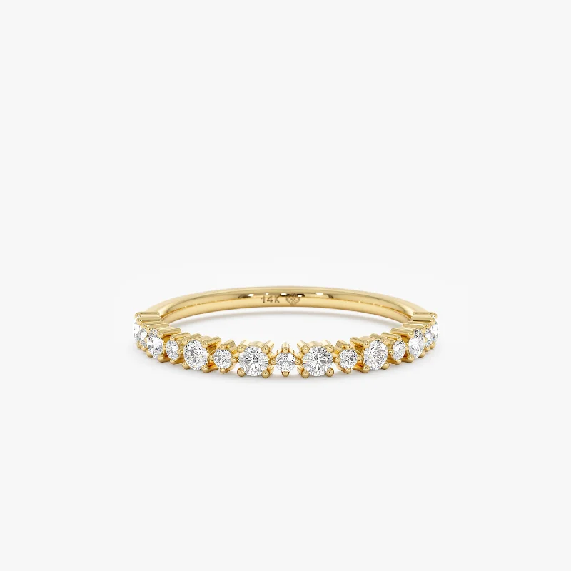 initial ring for women -Alternating Diamond Half Eternity Ring, Aila